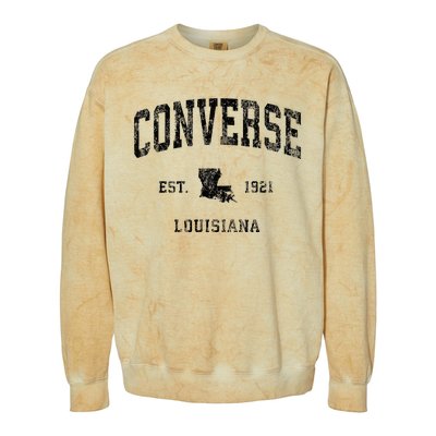 Louisiana La Vintage Athletic Black Sports Design Colorblast Crewneck Sweatshirt