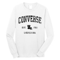 Louisiana La Vintage Athletic Black Sports Design Long Sleeve Shirt