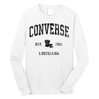 Louisiana La Vintage Athletic Black Sports Design Long Sleeve Shirt