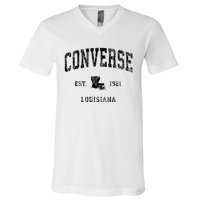 Louisiana La Vintage Athletic Black Sports Design V-Neck T-Shirt