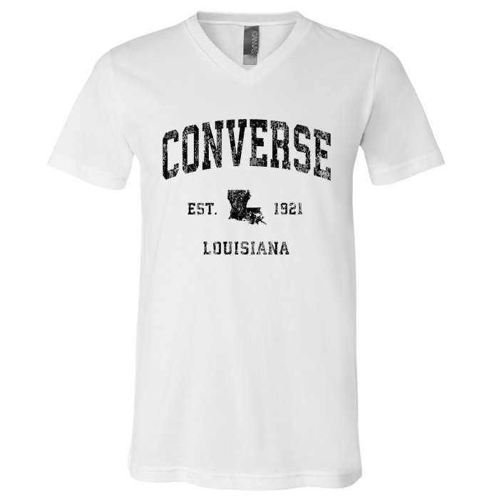 Louisiana La Vintage Athletic Black Sports Design V-Neck T-Shirt