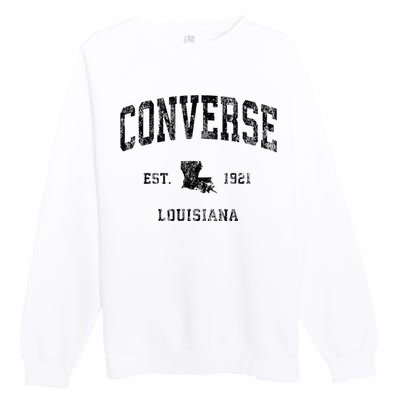 Louisiana La Vintage Athletic Black Sports Design Premium Crewneck Sweatshirt