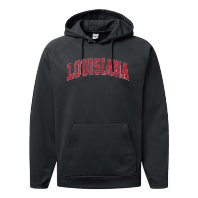 Louisiana La Vintage Athletic Sports Design Red Style Performance Fleece Hoodie