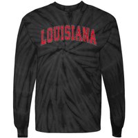 Louisiana La Vintage Athletic Sports Design Red Style Tie-Dye Long Sleeve Shirt