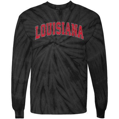 Louisiana La Vintage Athletic Sports Design Red Style Tie-Dye Long Sleeve Shirt