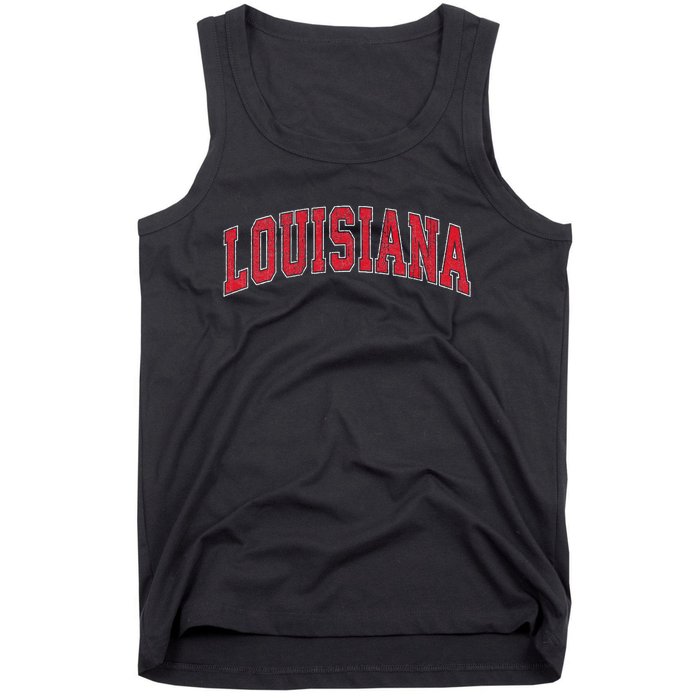 Louisiana La Vintage Athletic Sports Design Red Style Tank Top