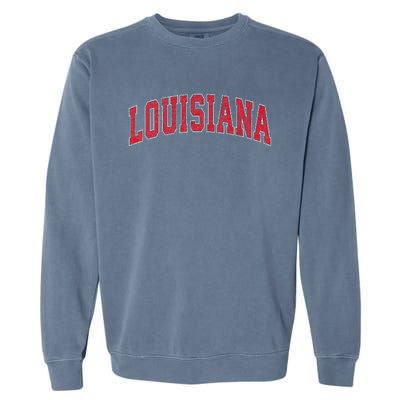 Louisiana La Vintage Athletic Sports Design Red Style Garment-Dyed Sweatshirt