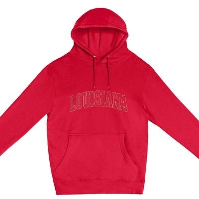 Louisiana La Vintage Athletic Sports Design Red Style Premium Pullover Hoodie