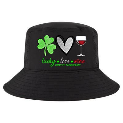 Lucky Love Wine Shamrock Happy St Patrick's Day Funny Gift Cool Comfort Performance Bucket Hat