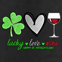 Lucky Love Wine Shamrock Happy St Patrick's Day Funny Gift 7 Panel Mesh Trucker Snapback Hat