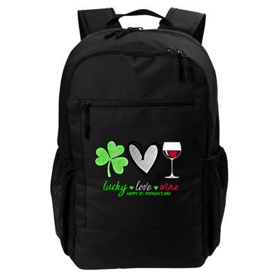 Lucky Love Wine Shamrock Happy St Patrick's Day Funny Gift Backpack