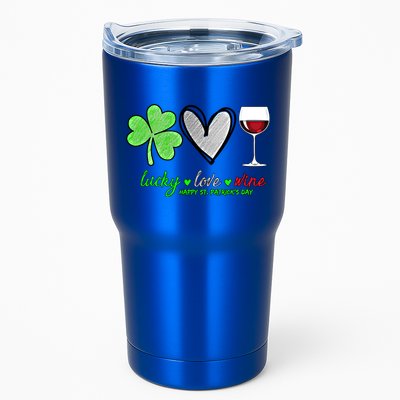 Lucky Love Wine Shamrock Happy St Patrick's Day Funny Gift Tumbler
