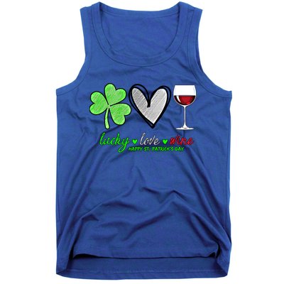 Lucky Love Wine Shamrock Happy St Patrick's Day Funny Gift Tank Top