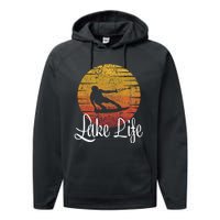 Lake Life Wakeboard Gift Wakeboarding Wakeboarder Performance Fleece Hoodie