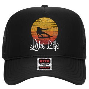 Lake Life Wakeboard Gift Wakeboarding Wakeboarder High Crown Mesh Back Trucker Hat