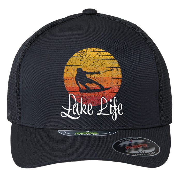 Lake Life Wakeboard Gift Wakeboarding Wakeboarder Flexfit Unipanel Trucker Cap