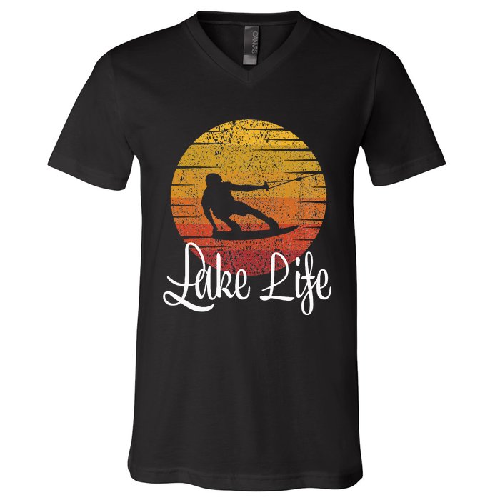 Lake Life Wakeboard Gift Wakeboarding Wakeboarder V-Neck T-Shirt