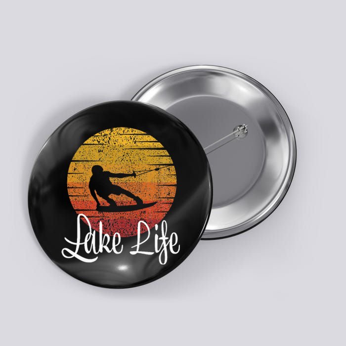 Lake Life Wakeboard Gift Wakeboarding Wakeboarder Button