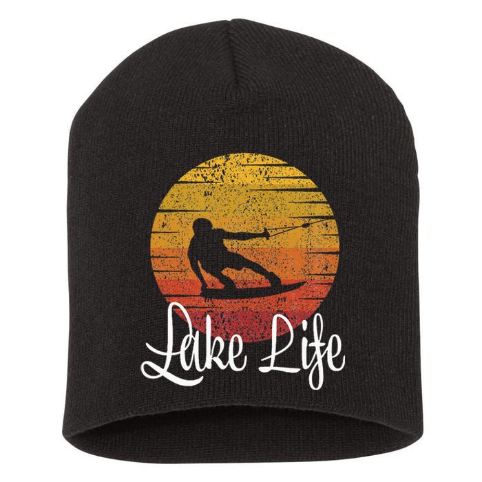 Lake Life Wakeboard Gift Wakeboarding Wakeboarder Short Acrylic Beanie