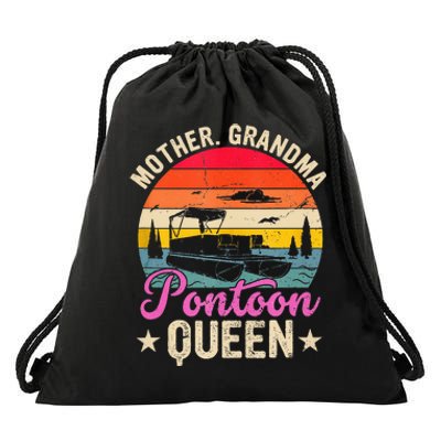 Lake Life Women Mom Mother Grandma Pontoon Queen Drawstring Bag