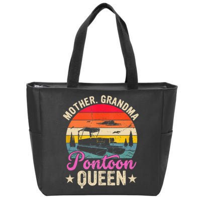 Lake Life Women Mom Mother Grandma Pontoon Queen Zip Tote Bag