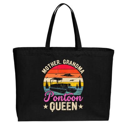 Lake Life Women Mom Mother Grandma Pontoon Queen Cotton Canvas Jumbo Tote