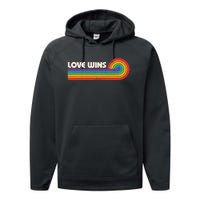 Lgbtq Love Wins Gay P.R.I.D.E Lgbt Ally Rainbow Flag Vintage Performance Fleece Hoodie