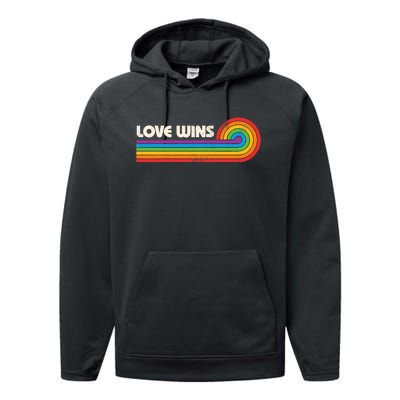 Lgbtq Love Wins Gay P.R.I.D.E Lgbt Ally Rainbow Flag Vintage Performance Fleece Hoodie