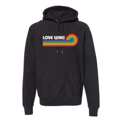 Lgbtq Love Wins Gay P.R.I.D.E Lgbt Ally Rainbow Flag Vintage Premium Hoodie