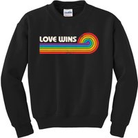 Lgbtq Love Wins Gay P.R.I.D.E Lgbt Ally Rainbow Flag Vintage Kids Sweatshirt