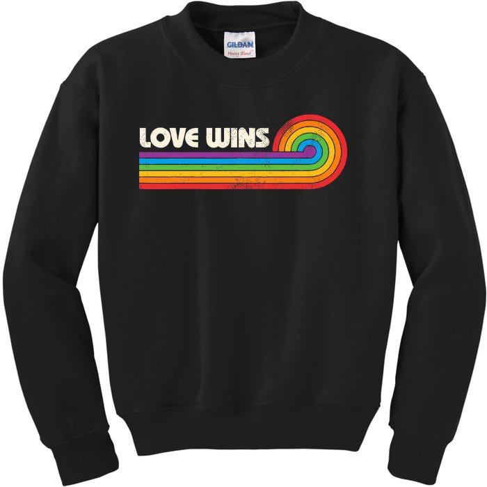 Lgbtq Love Wins Gay P.R.I.D.E Lgbt Ally Rainbow Flag Vintage Kids Sweatshirt