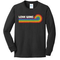 Lgbtq Love Wins Gay P.R.I.D.E Lgbt Ally Rainbow Flag Vintage Kids Long Sleeve Shirt