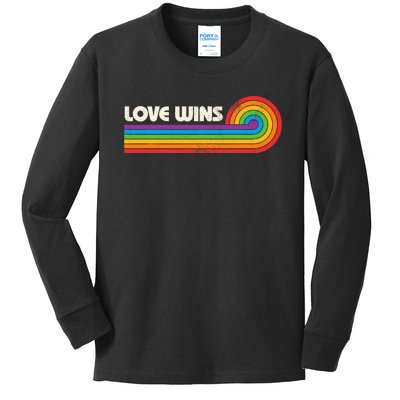 Lgbtq Love Wins Gay P.R.I.D.E Lgbt Ally Rainbow Flag Vintage Kids Long Sleeve Shirt