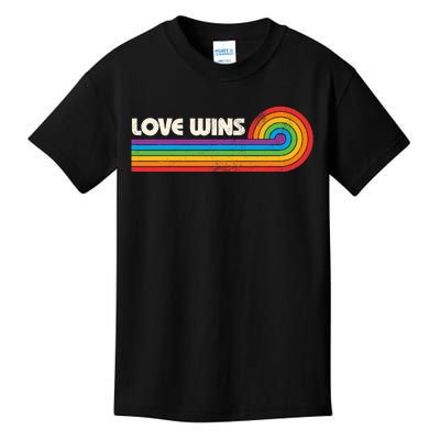 Lgbtq Love Wins Gay P.R.I.D.E Lgbt Ally Rainbow Flag Vintage Kids T-Shirt