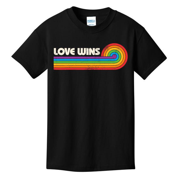 Lgbtq Love Wins Gay P.R.I.D.E Lgbt Ally Rainbow Flag Vintage Kids T-Shirt