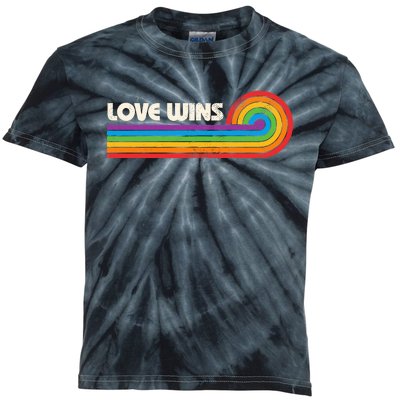 Lgbtq Love Wins Gay P.R.I.D.E Lgbt Ally Rainbow Flag Vintage Kids Tie-Dye T-Shirt