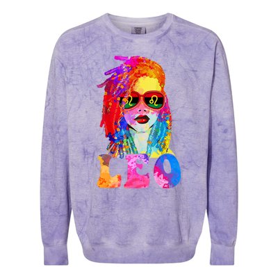 Leo LocD Woman Black Queen Art Zodiac Birthday Colorblast Crewneck Sweatshirt