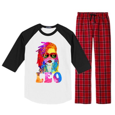 Leo LocD Woman Black Queen Art Zodiac Birthday Raglan Sleeve Pajama Set