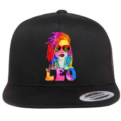 Leo LocD Woman Black Queen Art Zodiac Birthday Flat Bill Trucker Hat