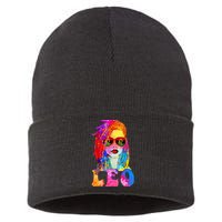 Leo LocD Woman Black Queen Art Zodiac Birthday Sustainable Knit Beanie