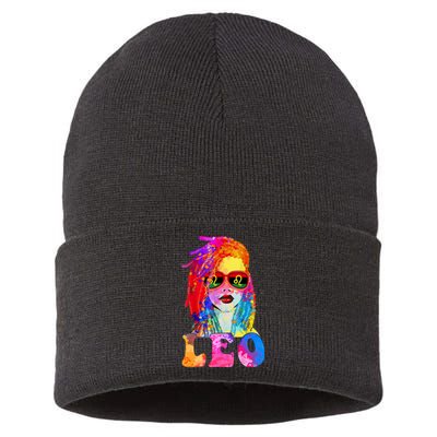 Leo LocD Woman Black Queen Art Zodiac Birthday Sustainable Knit Beanie