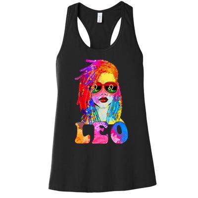 Leo LocD Woman Black Queen Art Zodiac Birthday Women's Racerback Tank