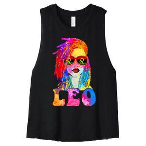 Leo LocD Woman Black Queen Art Zodiac Birthday Women's Racerback Cropped Tank