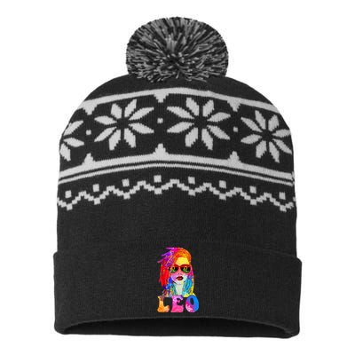 Leo LocD Woman Black Queen Art Zodiac Birthday USA-Made Snowflake Beanie