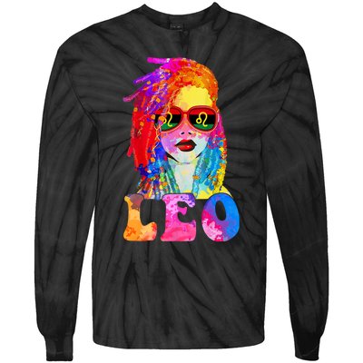 Leo LocD Woman Black Queen Art Zodiac Birthday Tie-Dye Long Sleeve Shirt