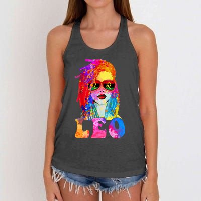 Leo LocD Woman Black Queen Art Zodiac Birthday Women's Knotted Racerback Tank