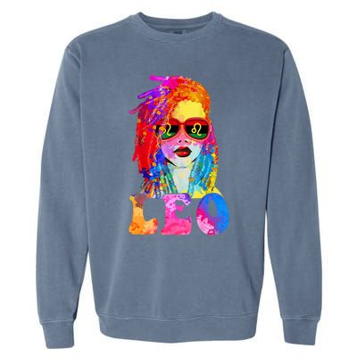 Leo LocD Woman Black Queen Art Zodiac Birthday Garment-Dyed Sweatshirt