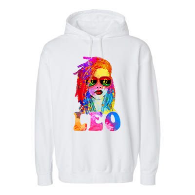 Leo LocD Woman Black Queen Art Zodiac Birthday Garment-Dyed Fleece Hoodie