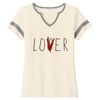 Loser Lover White Design Ladies Halftime Notch Neck Tee