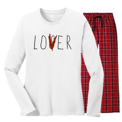 Loser Lover White Design Women's Long Sleeve Flannel Pajama Set 